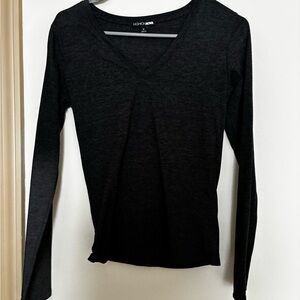 Fashion Nova Charcoal Long Sleeve V-Neck Blouse
